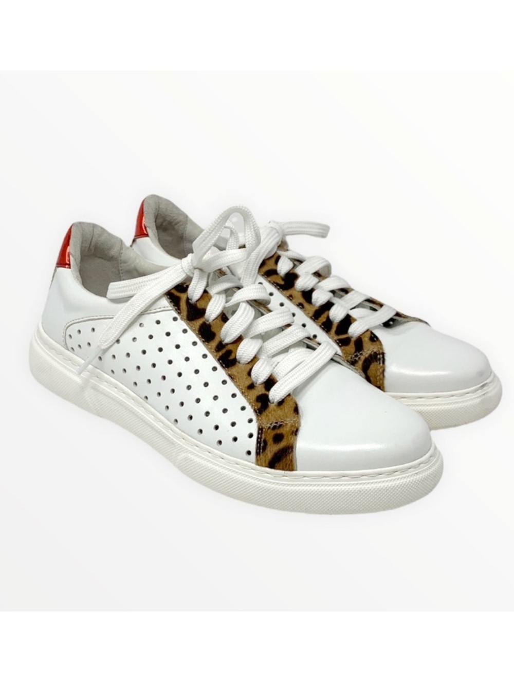 Johnston & Murphy Nora Leather Sneakers Leopard Women’s 8
